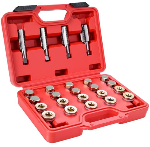 Ghekkli 64tlg Ölablassschraube Reparatur, M13 x 1,5 | M15 x 1,5 | M17 x 1,5 | M20 x 1,5 Ölwanne Gewinde & Gewindebohrer, Ölwanne Gewindereparatur Ölblassschraube Reparatursatz