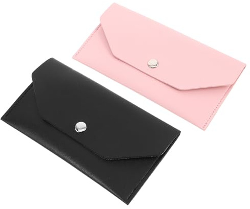 VILLCASE 2 Stück Druckknopf Portemonnaie aus Pu und Metall, Kompakt | Minimalistischer Stil, Tragbar und Robust Verarbeitet, Vielseitig Einsetzbar