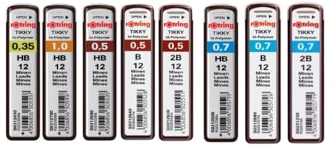 Rotring Minen-Set – Hi-Polymer für feine Druckbleistifte | 96 Minen | Big Set 8 verschiedene Größen