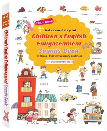 Libro Aprendizaje Audio 500 Palabras | Libros interactivos Sonidos Palabras inglés | Libros discursos parlantes Palabra Divertidas | Libro Educativo Aprendizaje Idiomas depresible para niñas
