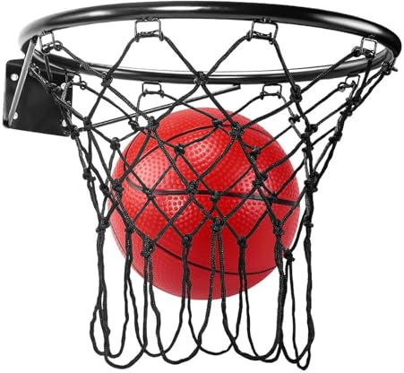 Qianly Canestro Basket con Supporto a Muro, Set Pallacanestro Giocattolo Palla Rete Ferro Robusta, Facile da Installare, Adatto per Bambini Cameretta Palestr, 32 Cm