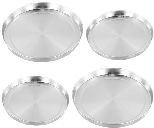 Novocloud 4 Pcs Top Burner Protectors Stove Plate Cooker Round Hob Cover Set Stainless Steel Hob Cover Silver Stove Burner Covers 2 x 17cm / 2 x 21cm Protector Lid Set for Electric Cookers