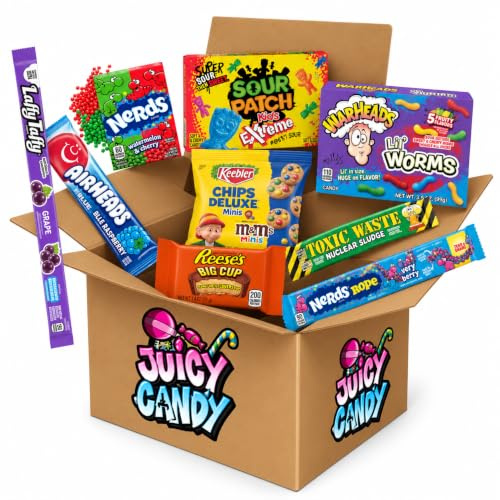 Amerikanische Süßigkeiten Box – USA Candy Mix Geschenkbox – für Kinder & Erwachsene – Geschenk zu Geburtstag, Weihnachten & Ostern