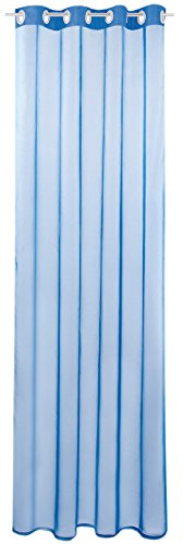 Bestlivings Gardine mit Ösen, Transparent Voile 140 x 175cm (Breite x Länge) in blau - Mittelblau, Ösenschal in vielen weiteren Farben und Größen
