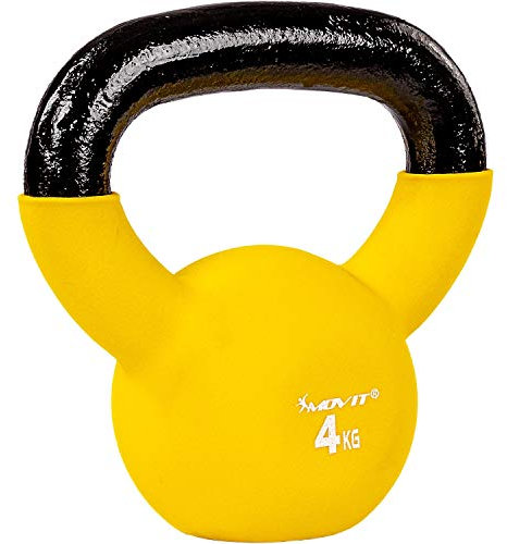 MOVIT Kettlebell PRO, Kugelhantel aus Gusseisen mit Neoprenbeschichtung, 12 Varianten: 2 bis 24 kg, schadstoffgeprüft, Schwunghantel Kugelgewicht
