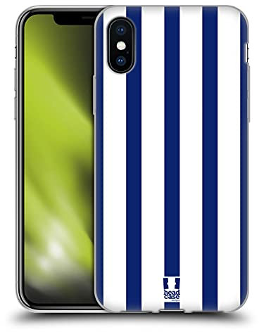 Head Case Designs Navy Blue Vertical Stripes Soft Gel Case [Military Grade Protection] Compatible With Apple iPhone X/iPhone XS