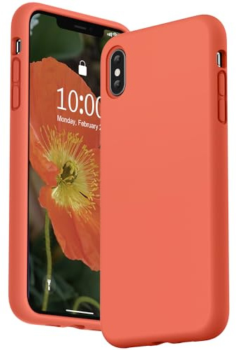 SURPHY Coque iPhone XS Max 6,5'', Coque iPhone XS Max Anti-Choc Silicone Liquide Ultra Mince Fine, Housse Etui de Protection pour iPhone XS Max (2018), Corail