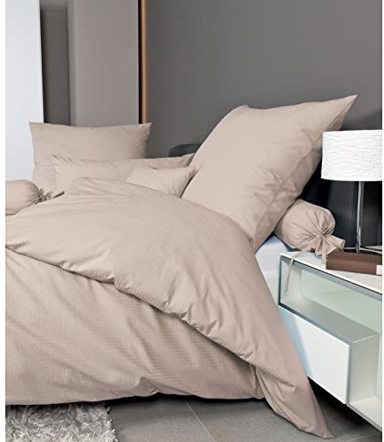 Janine Bed Linen Seersucker Plain Piano 155 x 220 cm Including Pillowcase 80 x 80 cm Natural