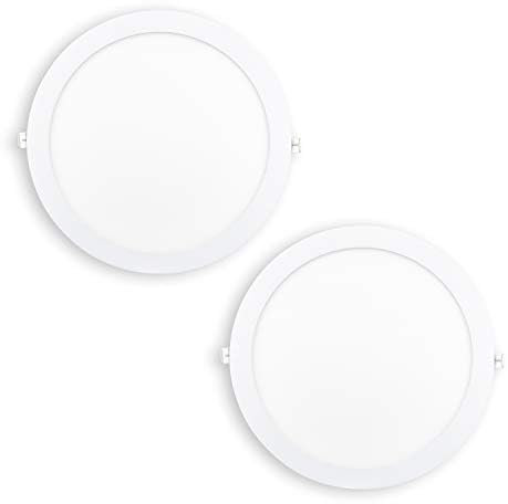 Popp® Pack x2 Placa Downlight LED Empotrable Circular 18W Luz neutra 4000K 1620Lumenes Corte de Techo Ø205mm, para cocina,pasillos,domitorio,salón (18W 4000K)