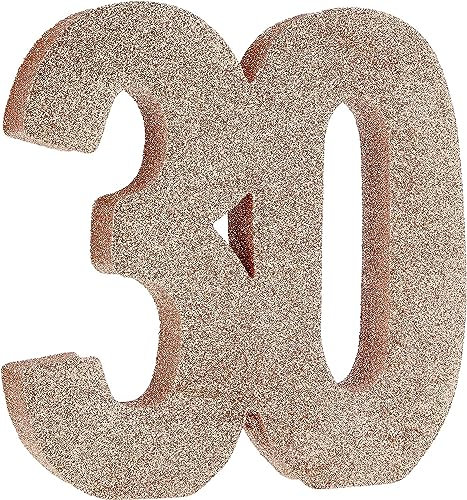 Number 30 Glitter Table Decoration Rose Gold| Table Centrepiece | Table Decorations Centrepiece | 30th Birthday Decorations | Pack of 1 | 20cm |H123