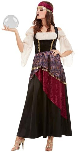 Smiffys Wahrsagerin-Kostüm, Schwarz, mit Kleid & Stirnband