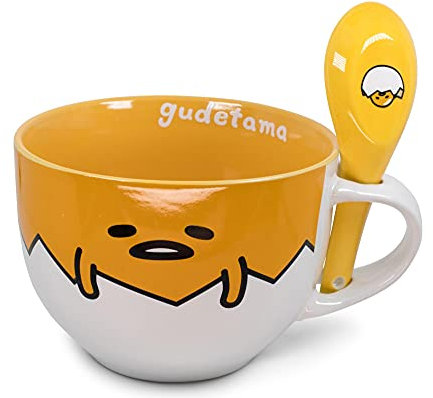 Silver Buffalo Sanrio Gudetama GUD20136B Tasse à soupe en céramique avec cuillère