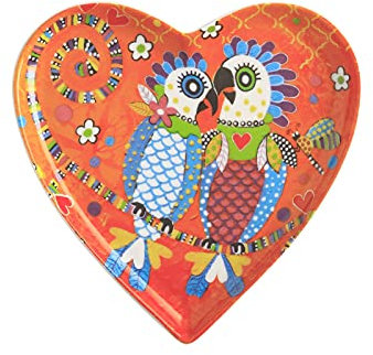 Maxwell & Williams Heart Shaped Side Plate with Fan Club Design, Gift Boxed, Orange, 15.5 cm