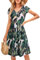 OUGES Women's Summer Short Sleeve Dress V Neck Casual Button Down Midi Ladies Dresses with Pockets(Floral08,XL)