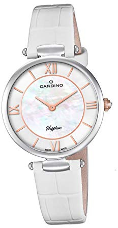 Candino Armband-Uhr Damen C4669/1 Fashion Analog Quarz Leder Uhr weiß D2UC4669/1 EIN Geschenk zu Weihnachten, Geburtstag, Valentinstag für die Frau