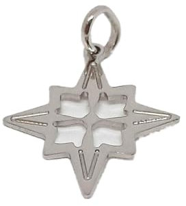 OTTAGONO Ciondolo in Argento 925 Rosa dei Venti Cava Piatta 20X24 MM (NPP0036)