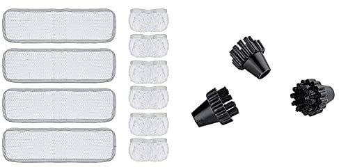 Polti PAEU0217 Original Vaporetto Smart AirPlus, Handy, Comfort Series Microfibre Kit (4 Cloths + 6 Sockettes), Cotton & Vaporetto Set of 3 Round Brushes, Black