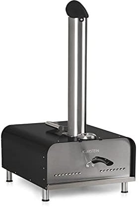 KLARSTEIN Diavolo Pizza Oven - Pellet Oven, with 13 Pizza Stone (33 x 33 cm), Built-In Thermometer, Temperature Display up to 500 ° C, Stainless Steel, Meat Insert, Pizza Pusher, Handle, Black