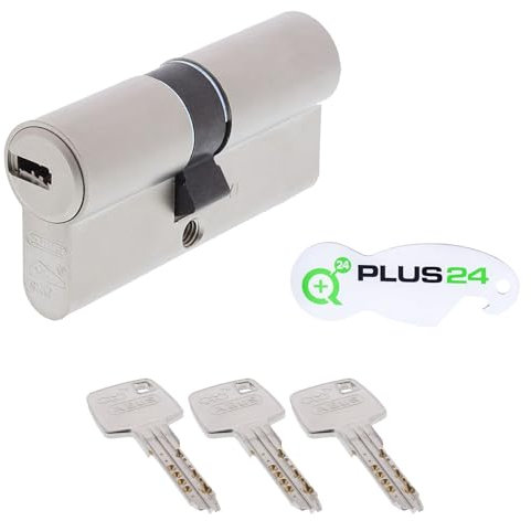QPlus24 Set aus ABUS Schließzylinder EC660 35/55 verschiedenschliessend mit Sicherungskarte, 3 Schlüssel und QPlus24 Einkaufswagenlöser