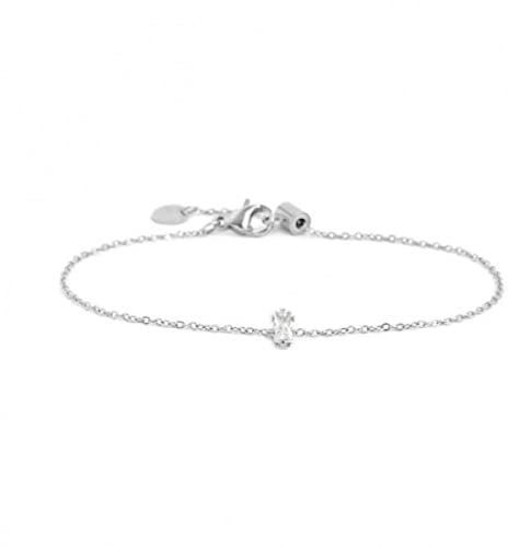 marlu BRACCIALE CON CRISTALLO BAGUETTE BIANCO ACCIAIO 2br0100-w