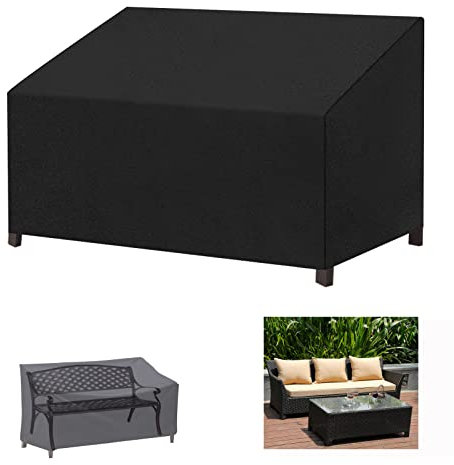 LCGOD Housse de Banc de Jardin 3 places, Housse de Siège de Banc de Terrasse 600D Oxford imperméable, Coupe-Vent, Anti-UV, Anti-déchirure pour Grand Siège Extérieur (236 x 101 x 89/70 cm)