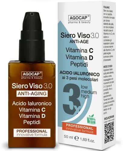 ACIDO IALURONICO VISO - Siero Viso con Vitamina C, Retinolo viso e Vitamina D. Siero viso Acido ialuronico, Antirughe 50 ml, ottimo per la tua skincare routine. Acido ialuronico puro, Idratante donna