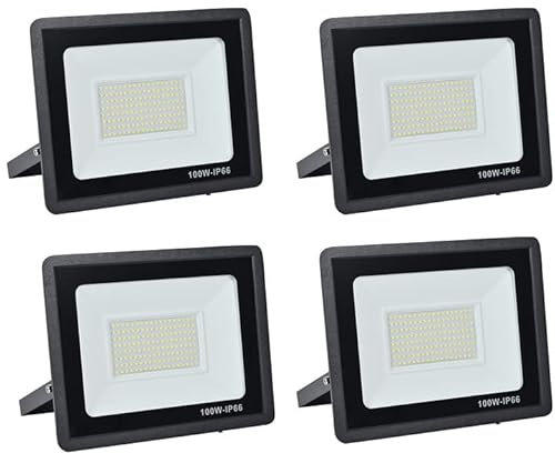 Treoir LED Strahler Außen 100W, 10000LM Superhell Scheinwerfer Flutlicht, 6000K Kaltweiß IP66 Wasserfest Außenstrahler für Hinterhof, Auffahrt, Türen, Garage, Flur, Garten