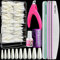 FANDAMEI 600 PCS Ballerina Weiße Künstliche Nägel Zum Aufkleben Set, Natürliche Lange Coffin Falsche Nägel, Nagelfeilen 100/180, Nagelknipser für Gefälschte Nägel, Nagelbürste, Nagelkleber