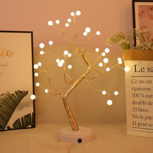 Dekoratives Lichterbaum,45CM 36 LED Baum Lichter Warmweiß Bonsai Baum Lampe Batteriebetrieb und USB Baumlampe verstellbare Zweige Lichterbaum Tischdekoration für Wohnzimmer Party Schlafzimmer Büro