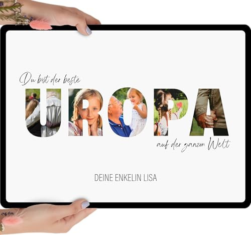 Elbeffekt Uropa Geschenke Holzbild - Fotogeschenk - personalisierbar zum Hinstellen/Aufhängen, Uropa Geschenk Geburtstag, Geschenk Ur-opa, Bester Ur-opa Geschenkidee - personalisierte Geschenke