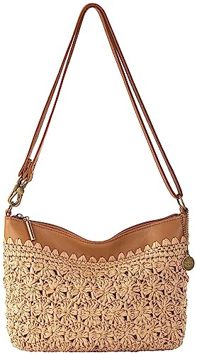 The Sak Lumi Convertible Crossbody Purse - Damen 3-in-1 Handtasche für Alltag & Reise Kleine Clutch mit Reißverschluss, Natürlicher Primrosen-Stroh, Einheitsgröße