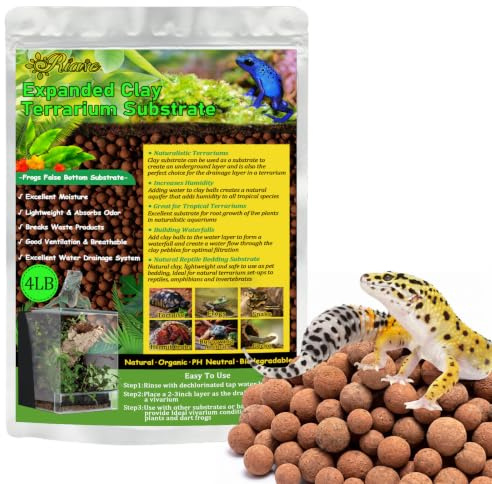 Riare Sustrato de terrario de Bolas de Arcilla expandida para Reptiles, Ranas, sustrato de Fondo Falso, sustrato de terrario bioactivo para Drenaje y Humedad (5 L)
