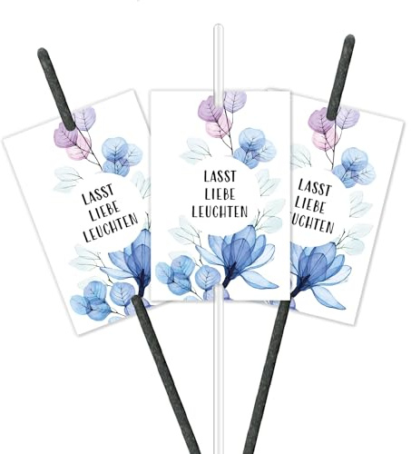 younikat 50 Etiketten für Wunderkerzen & Knicklichter Wildblumen - dv1282 | Lasst Liebe Leuchten, Rosa Lila Grün Pastell, Gastgeschenk für den besonderen Tag, einseitig bedruckt, Blaue Wildblumen
