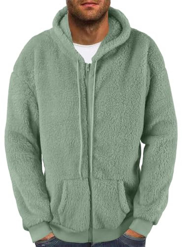 Kobilee Felpa Pile Uomo Montagna Caldo Maglia Pile Termica Micropile Giacca in Pile Pesante Felpata Felpa da Lavoro Peluche con Zip e Cappuccio Streetwear Felpa Pile Invernale