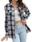 DayaEmmoTQ Chemise à Carreaux Femme Chemise à Carreaux Manches Longues Casual Boyfriend Chemise Hauts Button Down Chemise Plaid Top