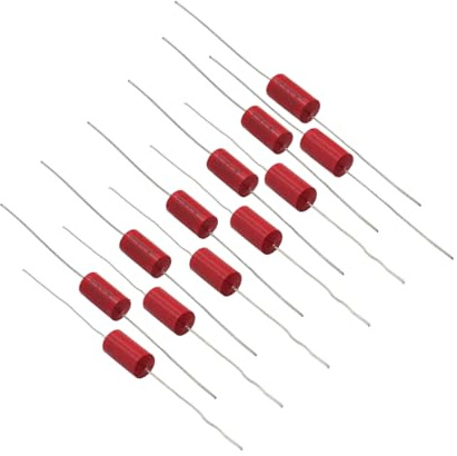 FLEOR Orange MKP Tone Capacitors 223J .0022uF 400V Axial Style Metallized Polypropylene Film Capacitors für Bass oder Gitarre, 12PCS