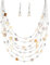 FULU AUTUMN Boho Mehrschichtige Perlenkette Damen Perlen Statement Kette und Ohrringe Set Modeschmuck für Mütter Frau Oma Mode Geschenke(Natural)