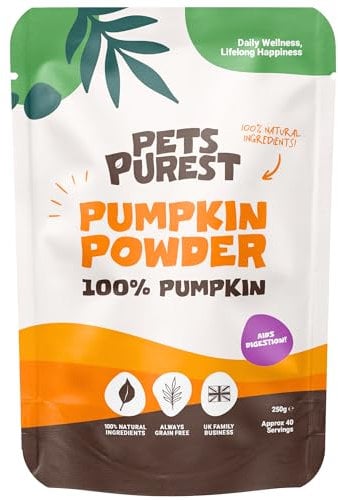 Pets Purest Pumpkin Powder for Dogs - 250g 100% Pure Pumpkin Powder Dog Food Topper, Naturally Rich in Prebiotics & Fibre for Dogs Gut Health & Healthy Stools