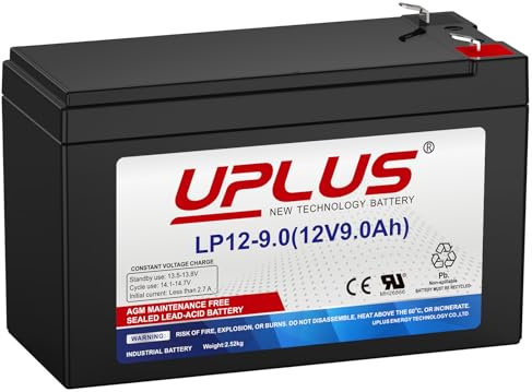 UPLUS LP12-9 12 Volt 9Ah Rechargeable Agm Battery Compatible with T2(F2) Terminal, SLA Batteries for UPS System, Electric Scooter, Home Alarm System, Electric Ride-Ons | Confirm size before order