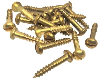 Brass Roundhead Slotted Wood Screws - 3.5mm x 20mm - 6 x 3/4 (Pack of 20)