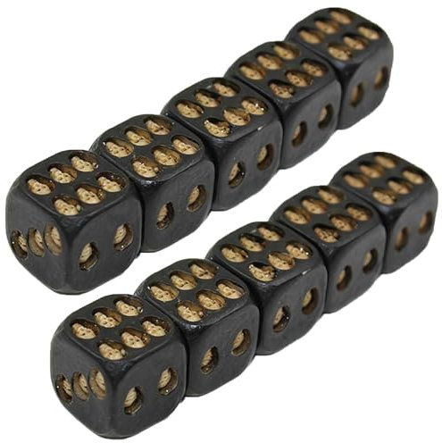 Schwarzer Totenkopf-Würfel, Mini-Totenkopf-Gesicht, Gaming-Würfel, 3D-Skelett-Würfel, Halloween-Würfel, dekorativ, 2,3 cm Würfelwürfel für Spiel, Neuheit, Brettspiel für Club, Pub, Party, 10 Stück