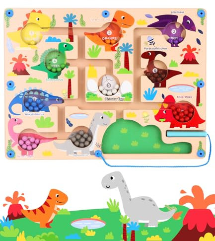 FAOKZE Magnetspiel Labyrinth Spielzeug,Montessori Spielzeug ab 2-5 Jahre,Feinmotorik Spielzeug,Zahlen Farben Lernen Sortierspiel,Lernspiele Motorikspielzeug Geschenk Kinder (Grün)