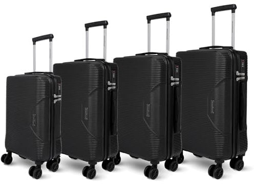 deluxe4home® 4 TLG. Hartschalenkofferset Reisekoffer Koffer & Trolley Schwarz I Kofferset ABS-Hartschale mit 4 Rollen I Reisetaschen Gepäck Rollkoffer Handgepäck Groß