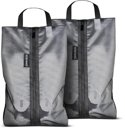 2 Stück Schuhbeutel Reise, TPU Wasserfeste Schuhtasche mit Reißverschluss, Reiseutensilien für Männer und Frauen (Schwarz)