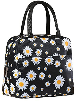 Lunchbox Erwachsene Personalisiert mit Vordertasche Wiederverwendbare Tasche Damen Lunchbox Herren Arbeitspicknick Vesperdose Kinder Junge (Black, One Size)