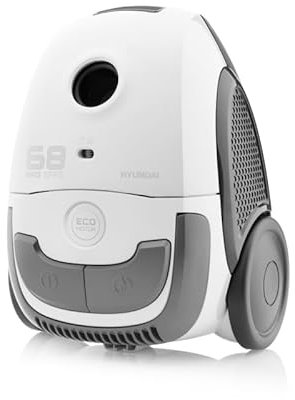 HYUNDAI ELECTRONICS Staubsauger mit Beutel VC068WG I 800 W I ECO-Motor I 2l Volumen I Weiß/Grau
