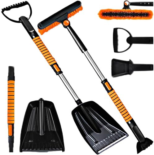 STFYUG 5 In 1 Schneebesen Auto, Eiskratzer Auto mit Besen, Eiskratzer mit Besen, Auto Schneebesen, Besen Auto Schnee, Schneebesen Auto Lackschonend für SUV, LKW, Fahrzeugwindschutzscheibe