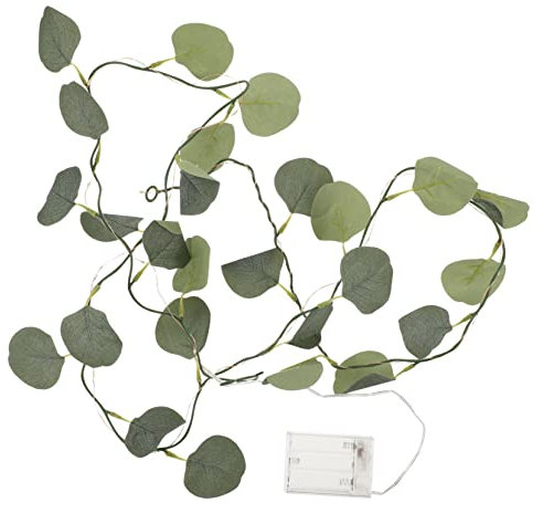 Cabilock Eukalyptusgirlande Mit Led Lichterkette Blattdekoration Für Schlafzimmer Wand Garten Party Hochzeit Künstliche Eukalyptuszweige Beleuchtetes