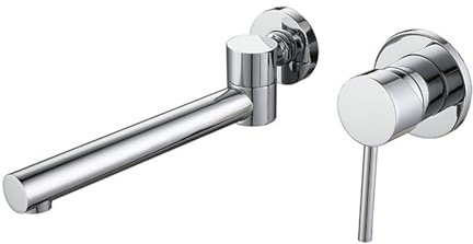 An der Wand montierte Waschtisch Badmischbatterie Waschtischarmatur Kalt und Warmwasser Waschtischarmatur Waschtischarmatur Mischbatterie 360° drehbar für Badezimmer Chrom