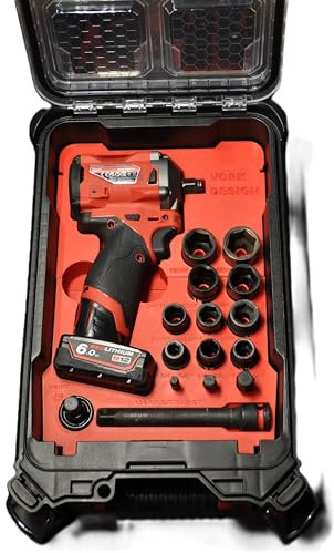 Packout Einsatz für Milwaukee M12 Fuel 1/2 Zoll Schlagschrauber – Schutzeinsatz für Packout Toolbox | passend für Modelle 2554-20, 2555-20 und 2555P-20 (Grau)